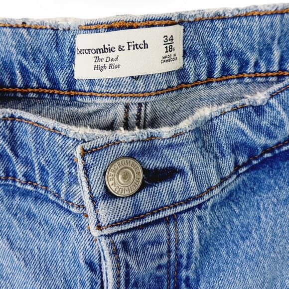 Abercrombie & Fitch SZ 34/18S The Dad High Rise Medium Wash Distressed - Picture 4 of 8